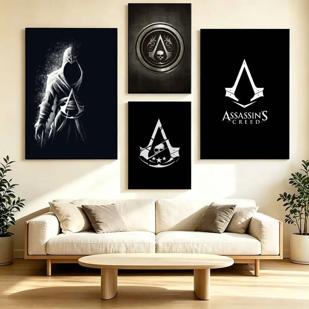 A-Assassins Creed Game Logo  Poster Waterproof Wall Art Sticker For Bar Living Room Vintage Decor High Quality Print Gift