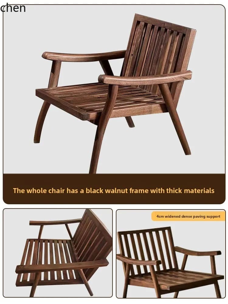 black walnut leisure chair single sofa cowhide solid wood chair