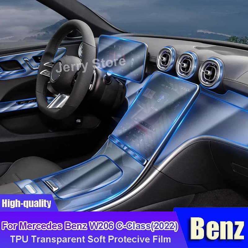 For Mercedes Benz W206 C-Class (2022) Car Interior Center Console Transparent TPU Film Protective Anti-scratch Car Sticker