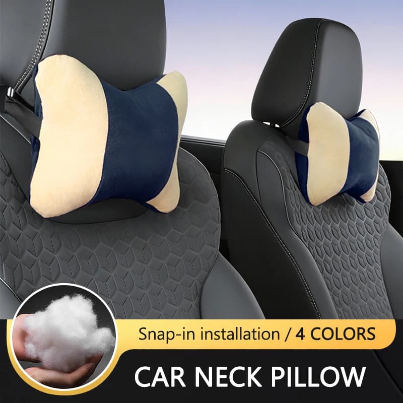 2Pcs Car Neck Pillow Soft Plush Bone‑Shaped Headrest Pillow Ergonomic Comfort Auto Neck Support Cushion Car Interior Accessories