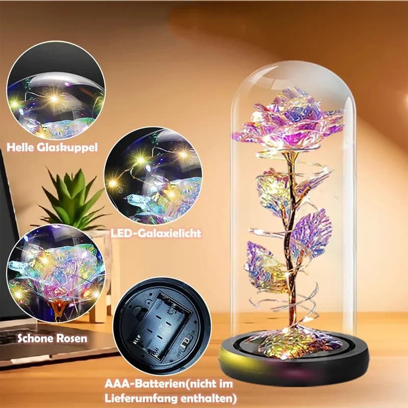 Artificial Rose LED Light Aluminum Glass Eternal Flower Party Supplies Simulation Decoration Anniversary Christmas Women's Gifts