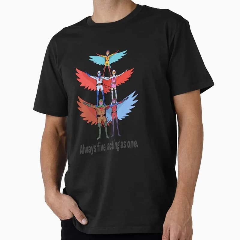 Kagaku Ninja-Tai Gatchaman Science Ninja Team Unisex Graphic T-shirt Vintage 70s Anime Battle of the Planets G-Force Fan Tops