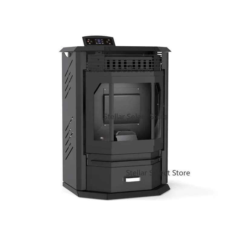 12KW Automatic Indoor Electric Pellet Stove Heater WiFi Enabled Steel 1076-sqft Heating Area for Houses Villas Smokefree