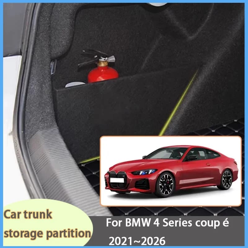 For BMW 4 Series coupe 2021~2026 Car Organizer Thickening Trunk Side Partition Trunk Interior Storage Box Parts
