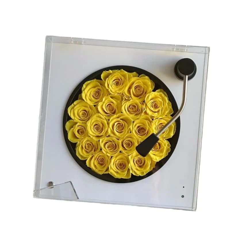 Eternal flower yellow rose series Valentine's Day gift, mirror love phonograph ornament finished product