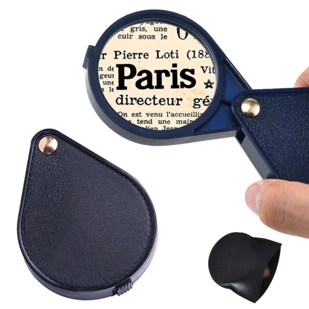 10X Folding Pocket Magnifier 2.56" Optical Glass Loupe with Keychain for Reading Jewelry Coins