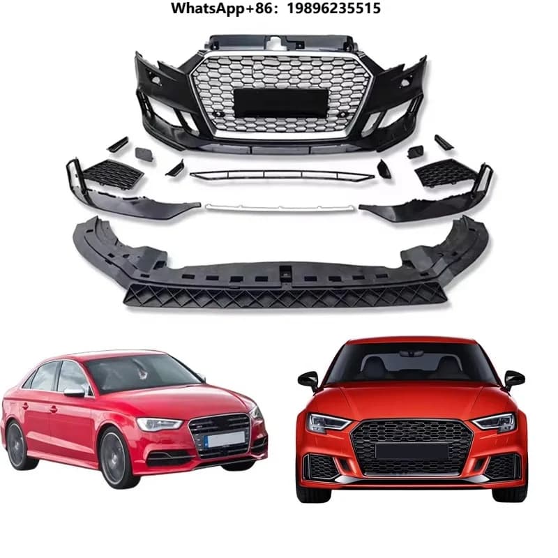 High Quality Conversion Car Bumper Rear Diffuser Exhaust Pipe 2017-2019 Bodykit for Upgrade to RS3 Body Kit