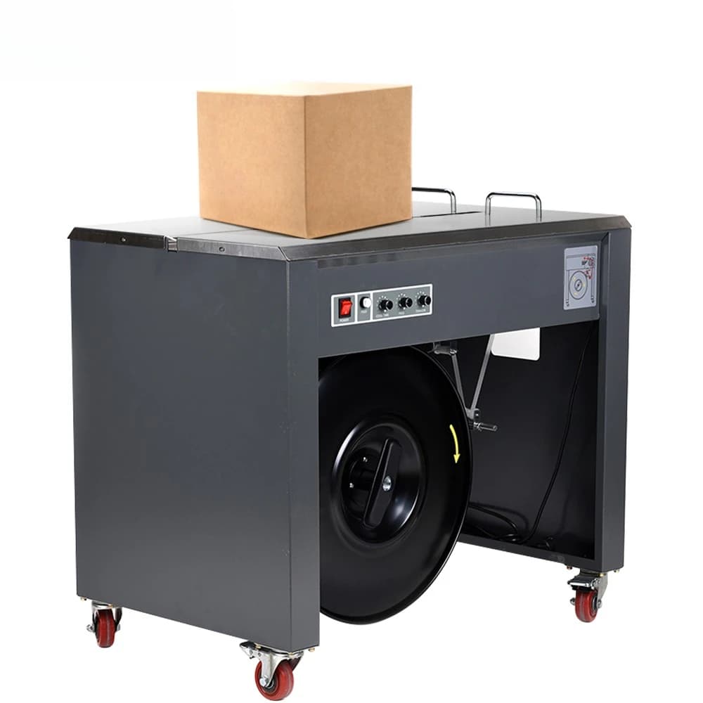 Low Platform Banding Machine Plastic PP Belt Cardboard Box Semi Automatic Strapping Machine for Carton Case Packaging