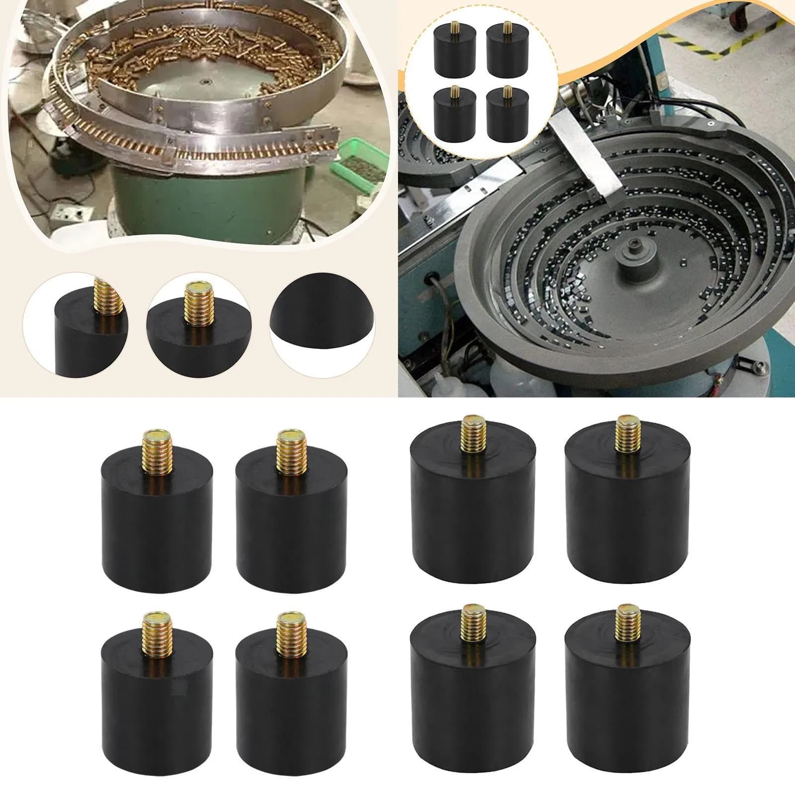 4Pcs Rubber Shock Absorbers Vibrations Isolators M8 Threaded Studs Anti