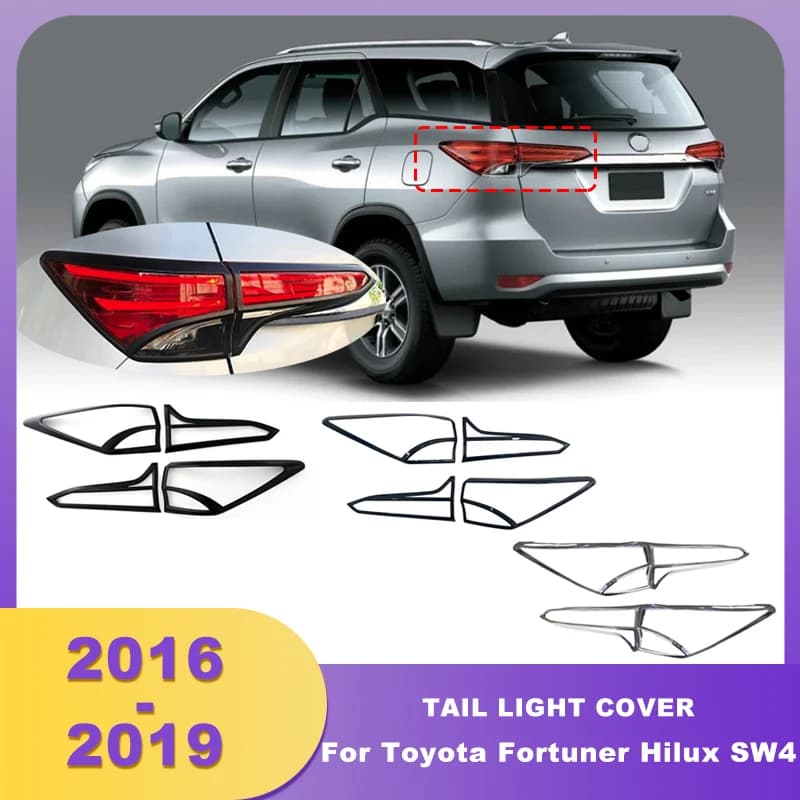 ABS Chrome Rear Tail Light Cover Tail Lamp Hoods For Toyota Fortuner Hilux SW4 2016 2017 2018 2019