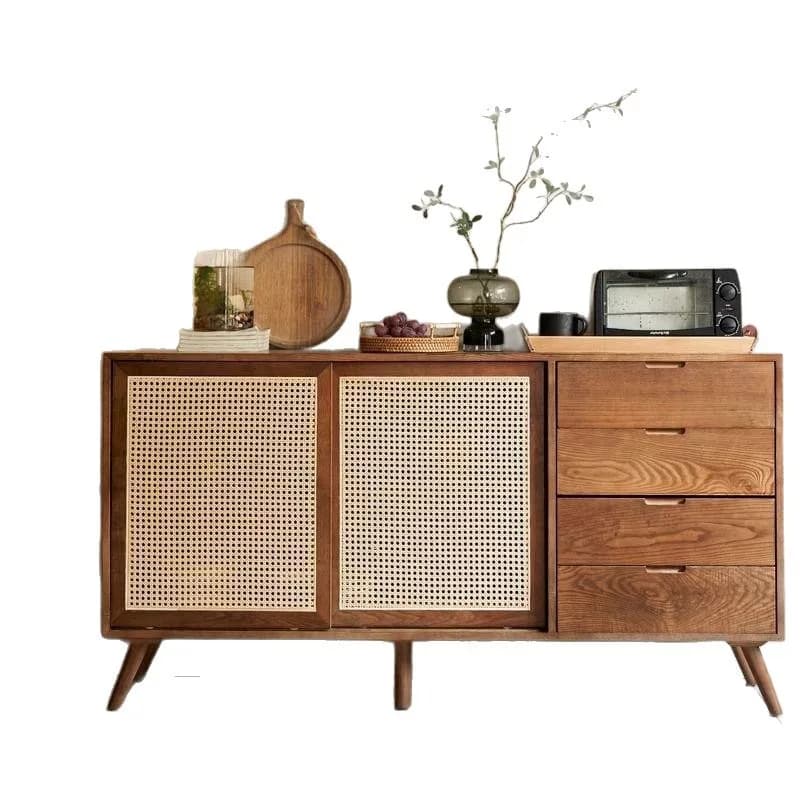 Solid wood Japanese rattan dining side cabinet, locker  cabinet, antique side cabinet in the living room