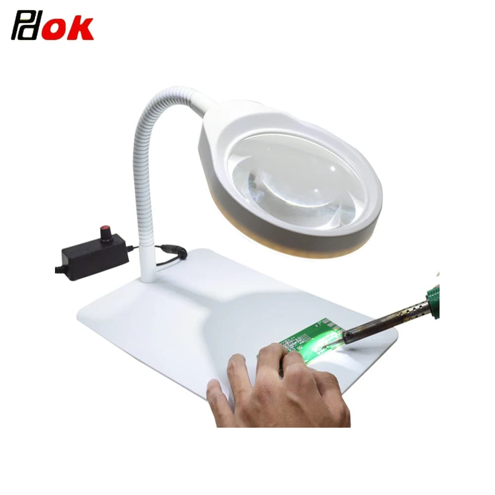Led Magnifying Glass Lamp 3X 5X 8X 1010X20X Large Glass Lens with Light and Stand for Reading,Hobbies,Crafts,Repair Magnifier