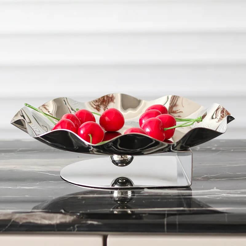 Simple Floating Stainless Steel Fruit Trays Modern Showroom Decor Multi-purpose Candy Display Plate Creative Tabletop Sculpture