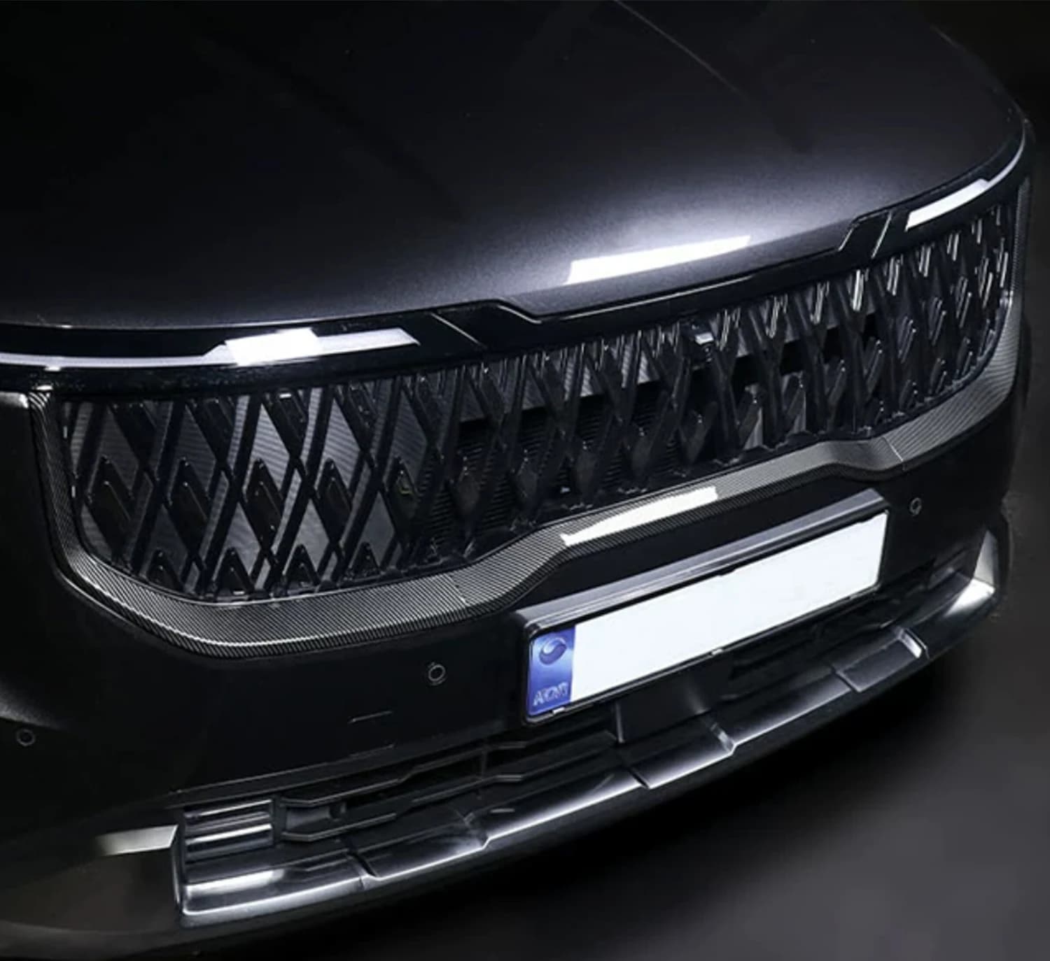 For Kia Carnival 2024 2025 2026 Car Exterior Front Center Grille Grill Inserts Overlay Cover Decor Trim 2pcs