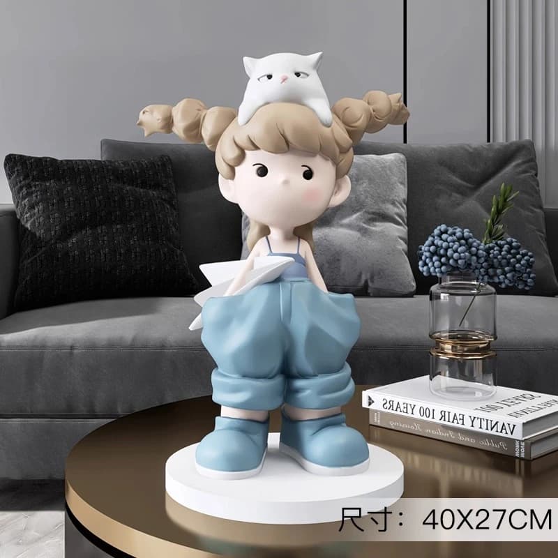 Girl Living Room Statue Ornament Bedroom Desktop Decoration Accessories TV Cabinet Entrance Home Decor Housewarming Gift