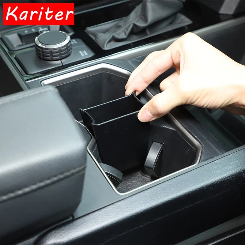 ABS Black Car Center Console Water Cup Holder Storage Box For Toyota Tundra Sequoia 2022 2023 Interior Accessories