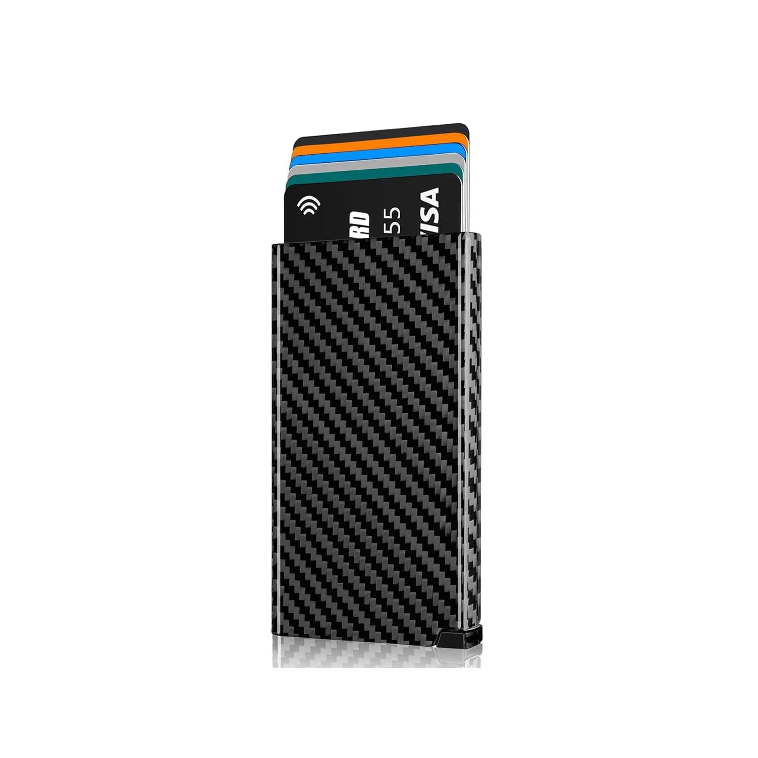 Carbon Fiber Faraday RFID Signal Blocking Card Wallet Pop Up Cards for Men Minimalist Credit Card Holder,Slim Card Holder Wallet