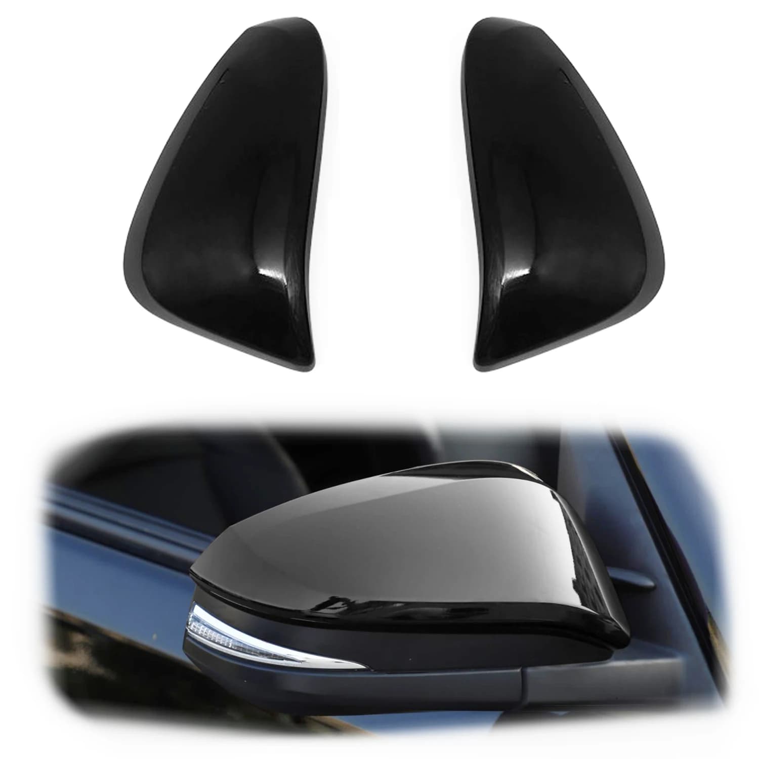 2pc New Car Rearview Accessories Piano Black Door Mirror Cover Trim For Toyota RAV4 Highlander Harrier Hilux 2015 2018 2019 2020