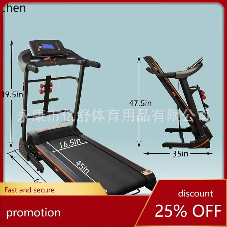 ZML Treadmill Home Walking Machine Foldable Intelligent Speed Adjustment Multi-Functional Ultrasonic Treadmill