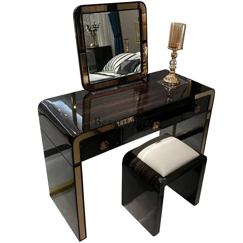 D33Italian light luxury dressing table dressing stool combination bedroom solid wood dressing table with stool
