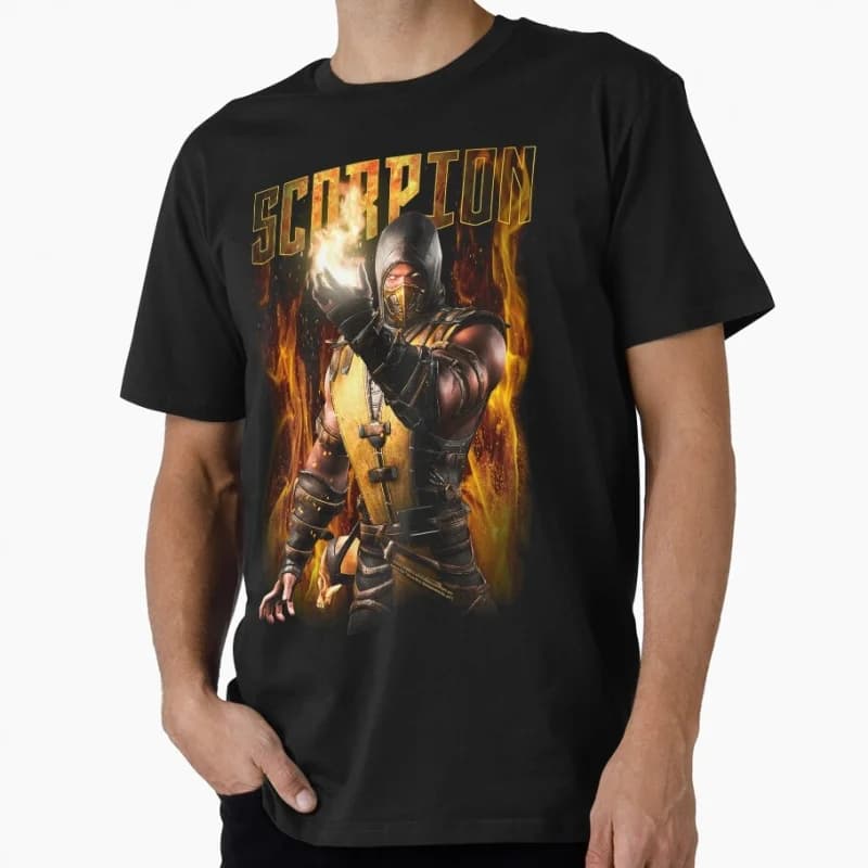 Scorpion 0501 Retro Video Game 90's Mortal Kombat MK Gift for gamer 100% cotton Short Sleeve Graphic T-Shirt All size tee S-6XL