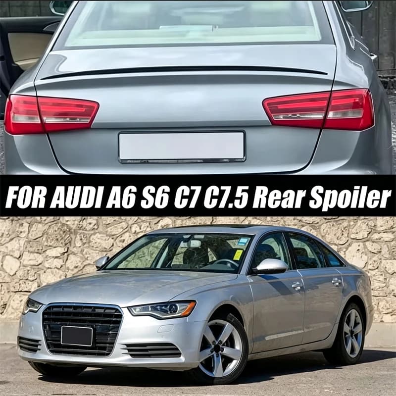 Car Rear Trunk Spoiler Wing Gloss Black Soft Plastic Body Kit Glossy Black For Audi Accessories A6 Sedan S6 C7 C7.5 Sedan C8 201