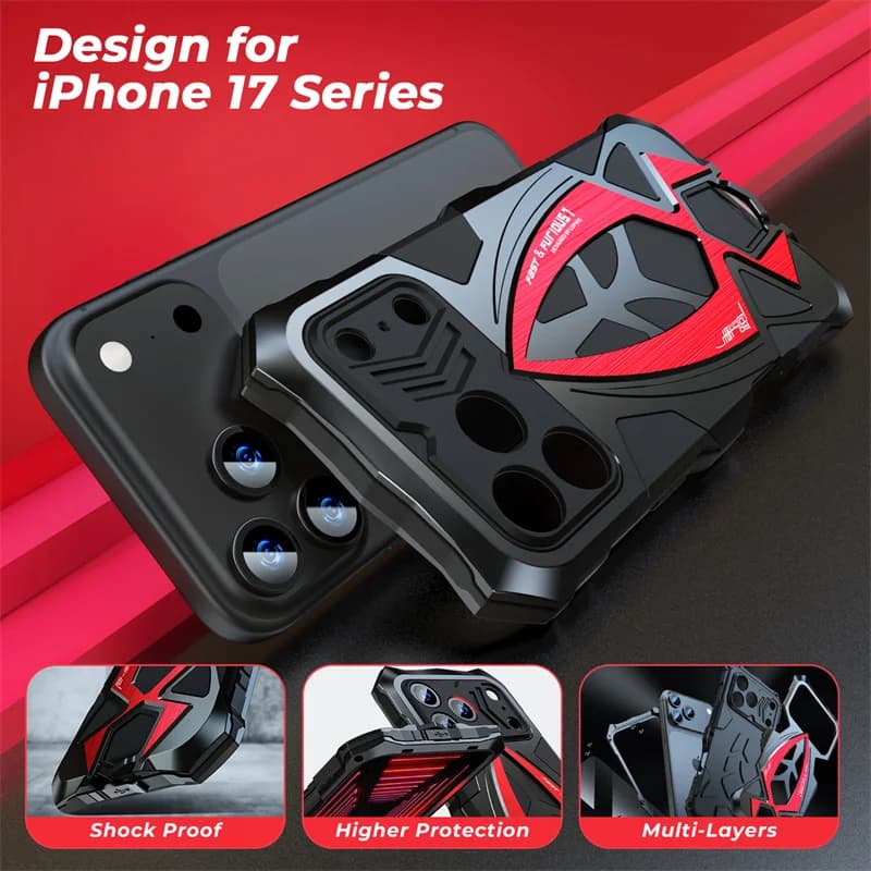 Shockproof Armor Metal Phone Case For iPhone 16 15 14 17 Pro Max For Iphone 17Promax Anti-fall Lnclusive Protection Phone Cover