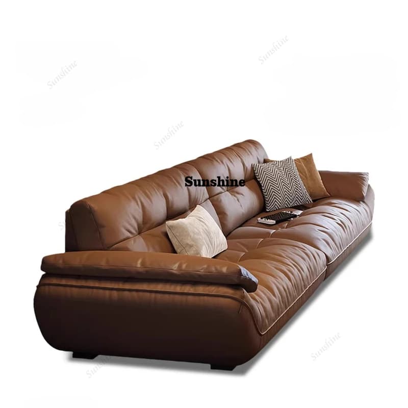 Cloud sofa Italian minimalist leather, simple living room straight down