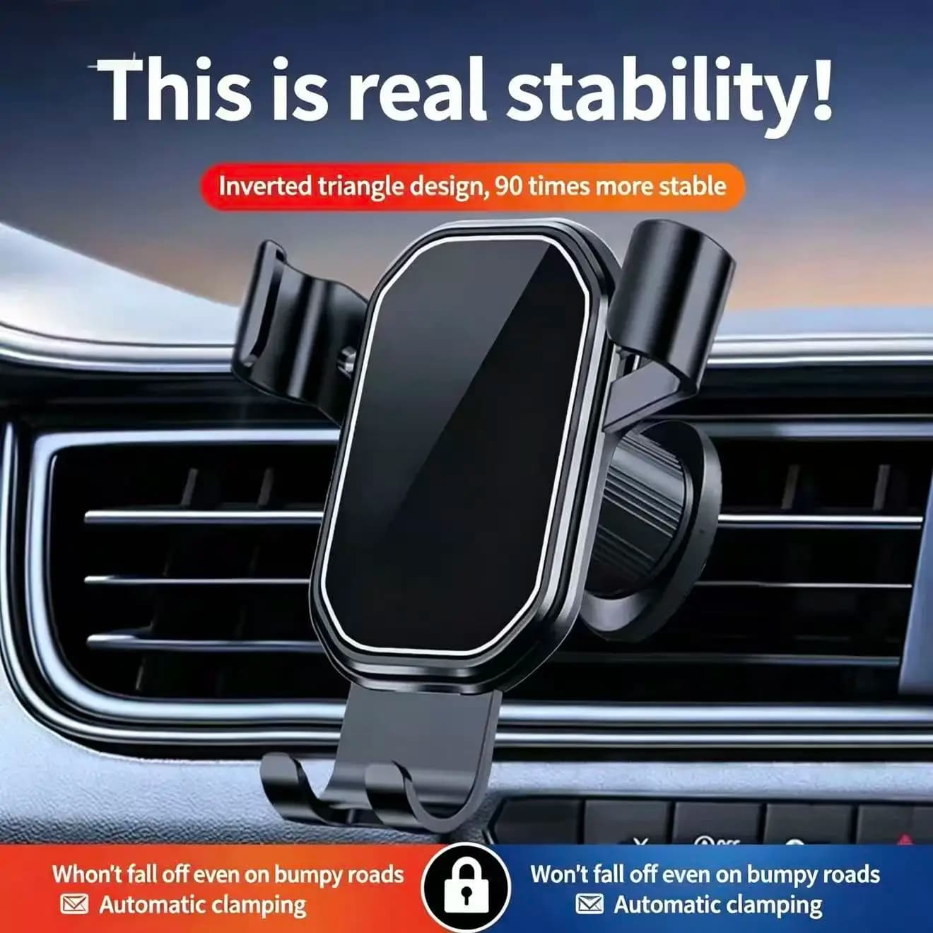 Car Phone Holder Mount, 2025 Upgrade Auto Locking Universal Phone Holder with Hook Clip for Car Air Vent for iPhone Samsung