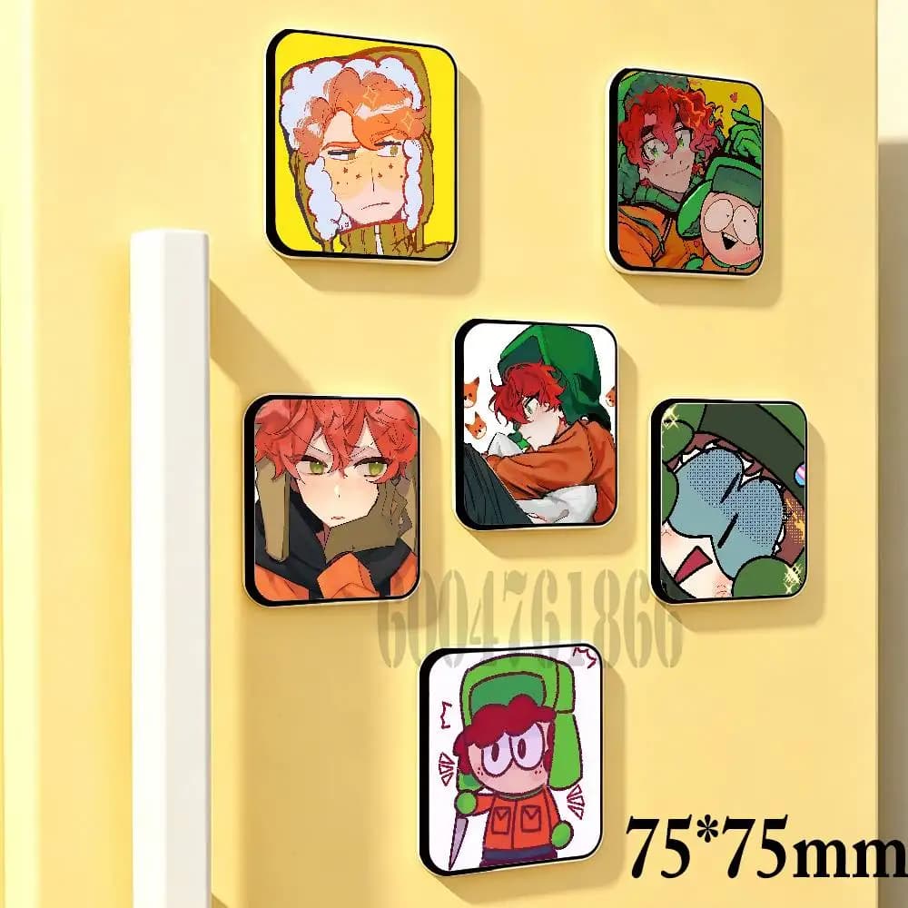 K-Kyle Broflovski 75mm Square Cute Fridge Magnet Decorative Refrigerator Magnet Home Kitchen Decoration Souvenir Gift