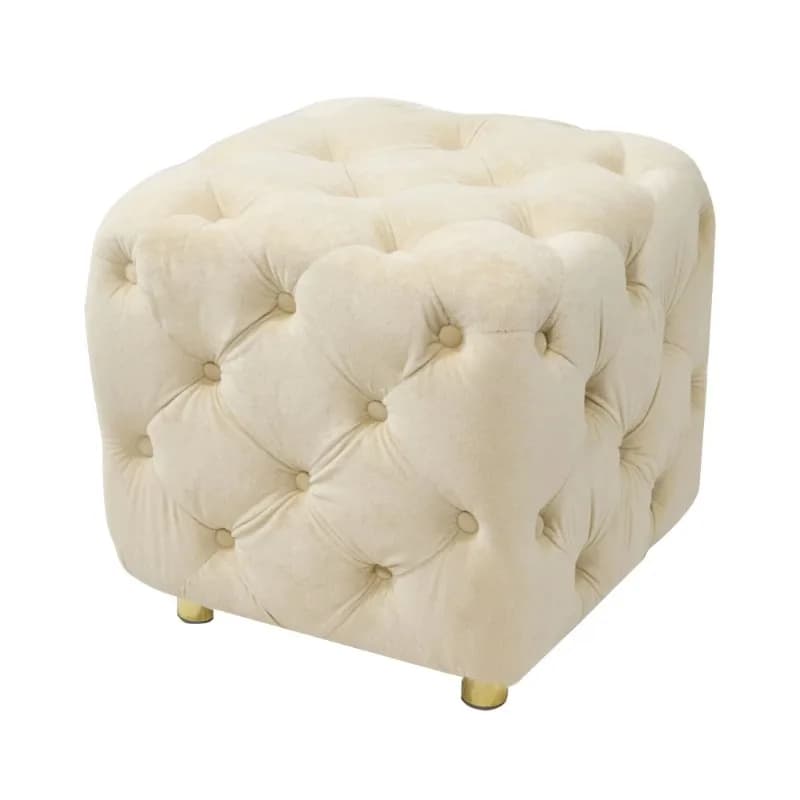 Exquisite Small Modern Velvet Footstool (Beige)