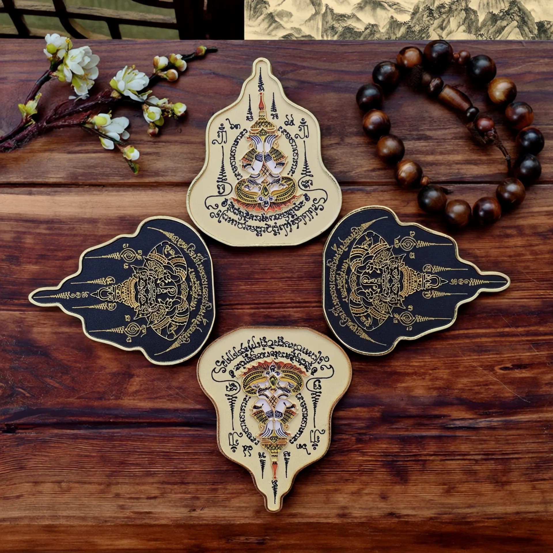 Thai Craft Phra Pidta Rahu Metal Magnetic Fridge Magnet Decor