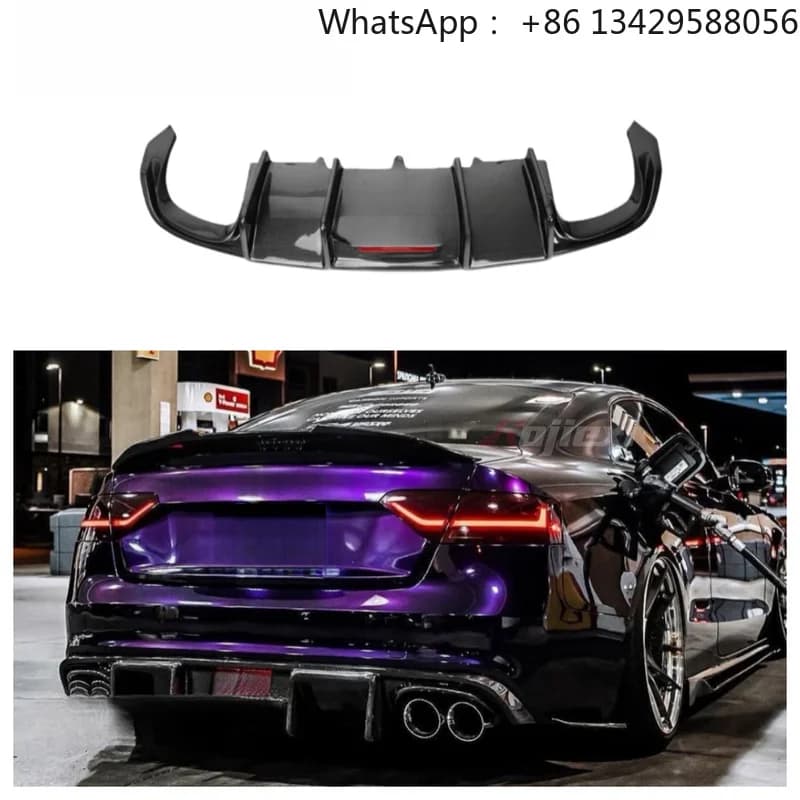 S5 AK Style Carbon Fiber Rear Diffuser Lip for  B8.5 A5 S5 Coupe 2013-2016 S Line Car Sport Bumper Diffuser Rear Sp