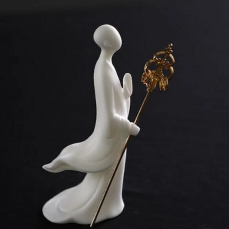Exquisite China Ksitigarbha Boddhisattva Figurine Statue White Porcelain Ceramics Buddhism