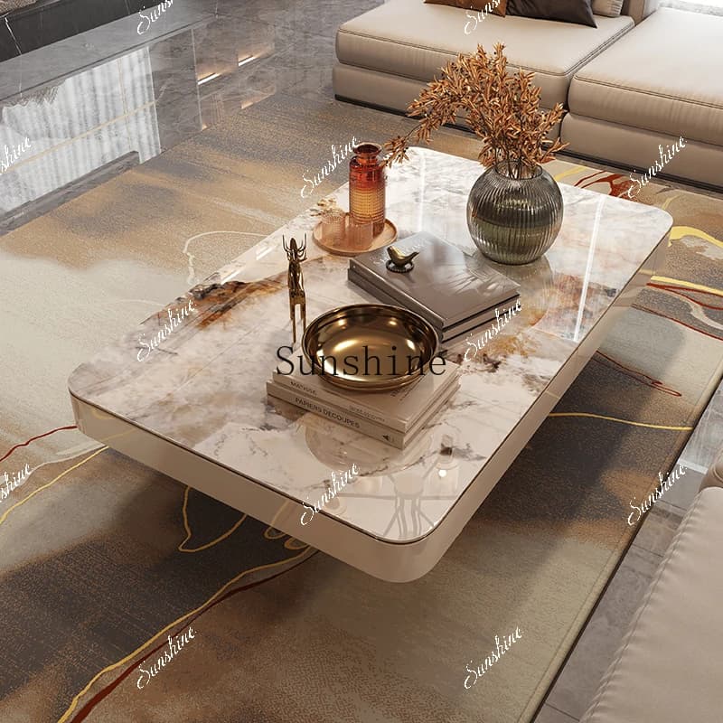 Light luxury living room creative high sense extended large apartment coffee table microcrystalline stone  FT
