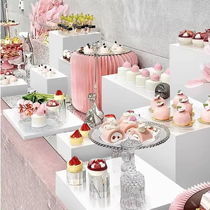 White Acrylic Cake Stand Dessert Display Rack for Wedding Party Decoration Jewelry Cosmetics Organizer Box Clear Tiered