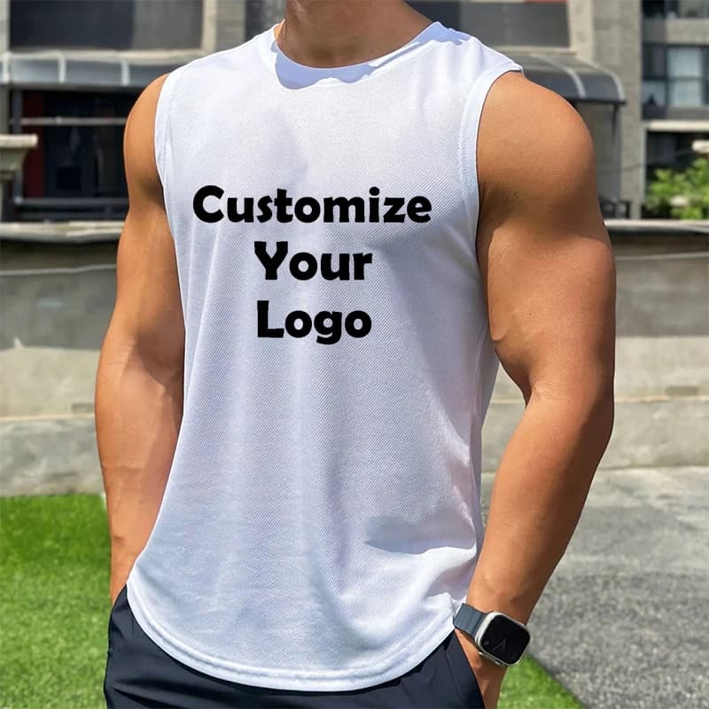 Customized Men's Sleeveless Fitness T-shirt Fashion Mens Muscle Training Vest Workout&Get Fit Tank Top Men Sports Tops Man Blous