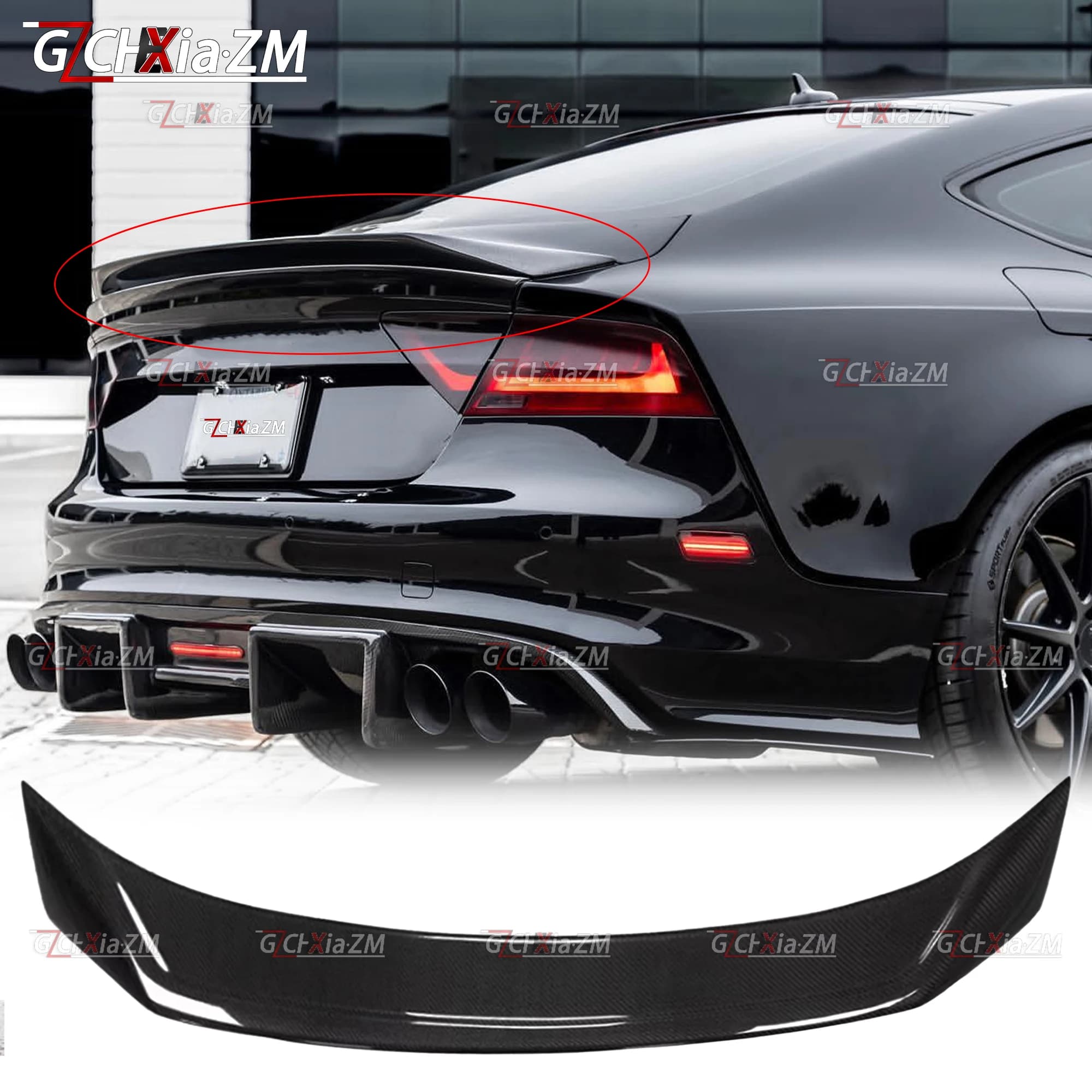 For Audi A7 S7 RS7 2013-2018 Rear Spoiler AR Style Trunk Lid Diffuser Carbon Fiber Material Body Aerodynamic Kit Rear Wing