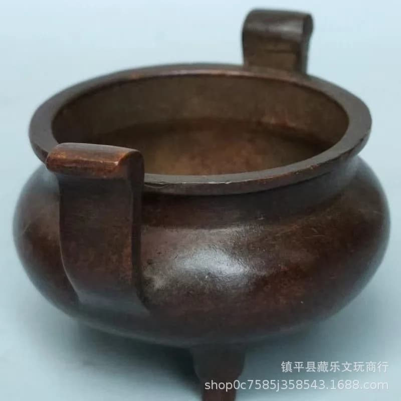 Vintage Antique Bronze Ornament with Patina, Xuan Character Incense Burner for Tea Ceremony and Home Decor, Small