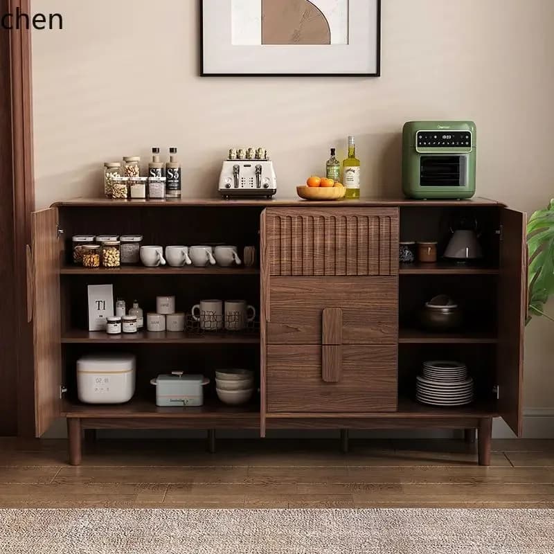 O15- Solid Wood Sideboard Integrated Wall-Mounted Simple Storage Tea Cabinet Organizer