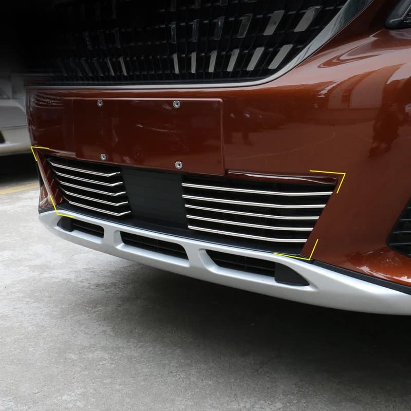 Car Front Lower Bumper Grille Grill Mesh Cover Decoration Strip For Peugeot 3008 5008 Gt 2016 2017 2018 2019 2020 2021 2022 2023