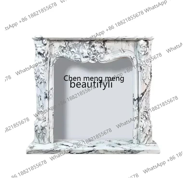 New Arrivals Q Light luxury large white stone mantel decorative stone carving French simple European living room background wall