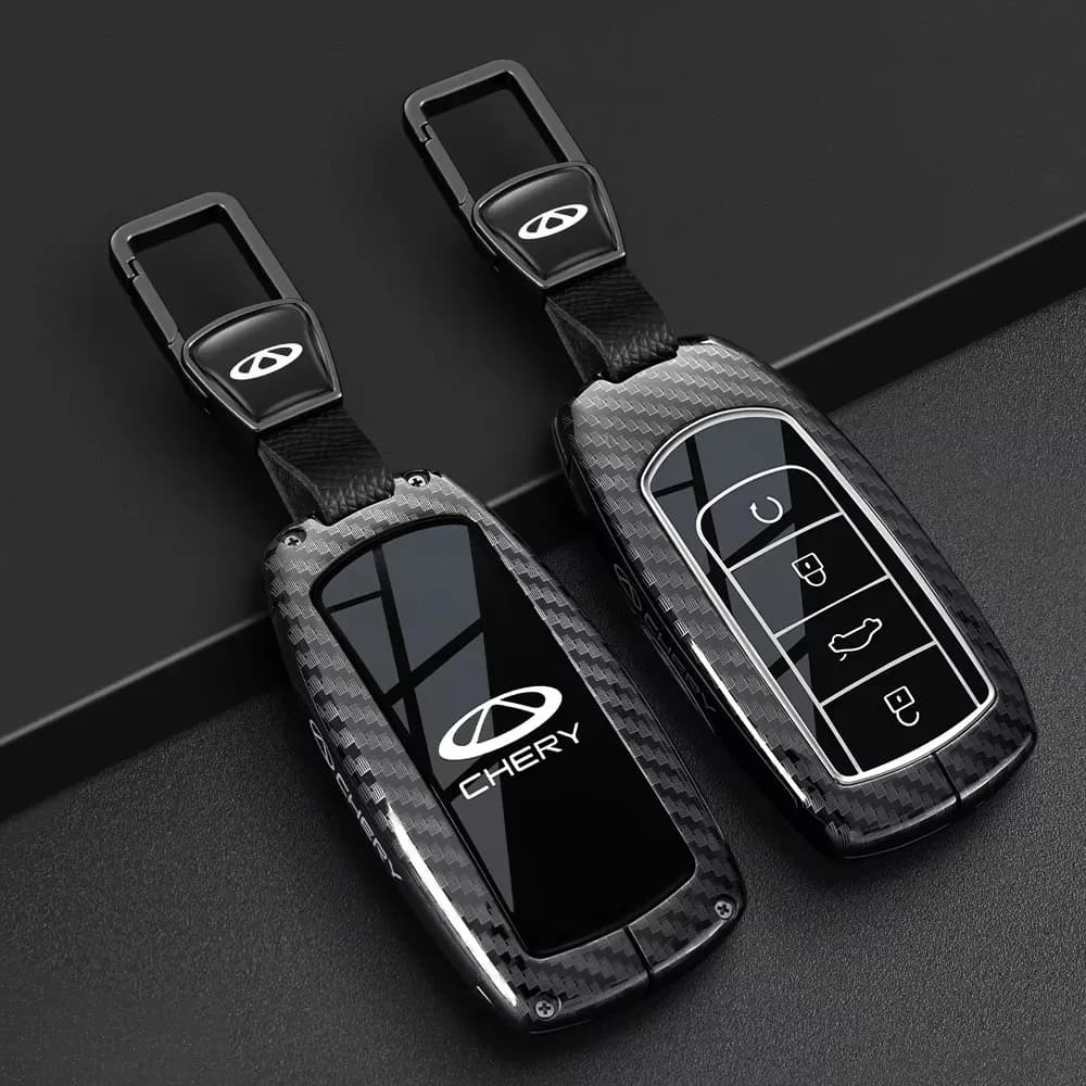 Zinc Alloy Full‑Wrap Smart Key Fob Cover For Chery Tiggo7 Tiggo8 Pro Jaecoo J7 J8 Remote Key Shell With Keychain Car Parts
