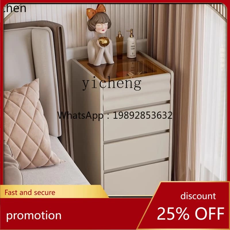 HXL  bedroom chest dresser integrated small apartment tempered glass cosmetic table four chest cabinet