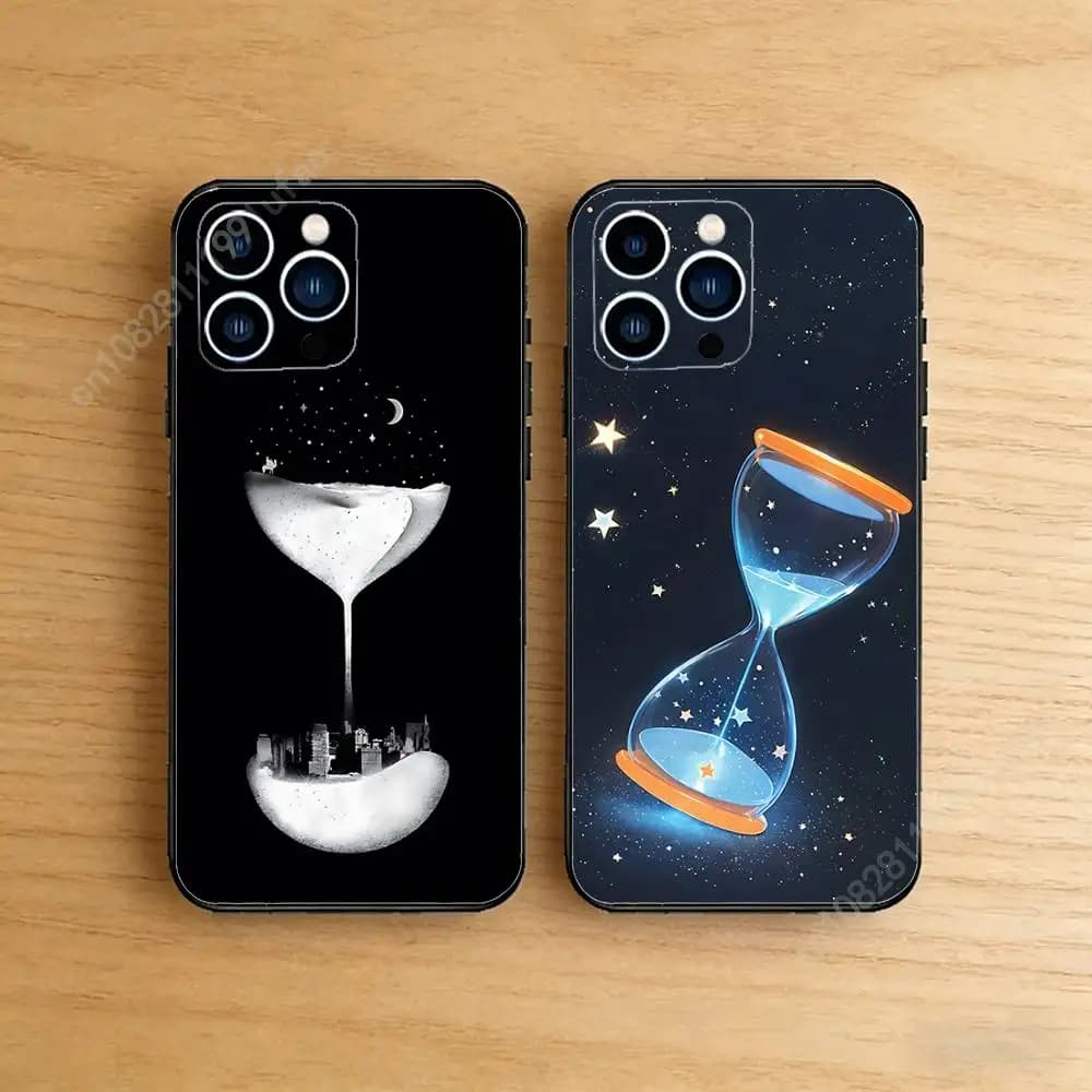 Hourglass Time Sand Phone Case for iPhone 17 16 Pro Plus Air 15 14 Max Mini 12 11 Soft Shockproof Cover
