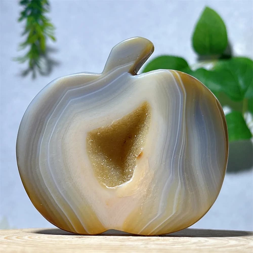 Crystal Natuarl Agate Apple Druzy lace Stone Quartz Specimen Carving Mineral Reiki Feng shui Gift Home Decoration Energy