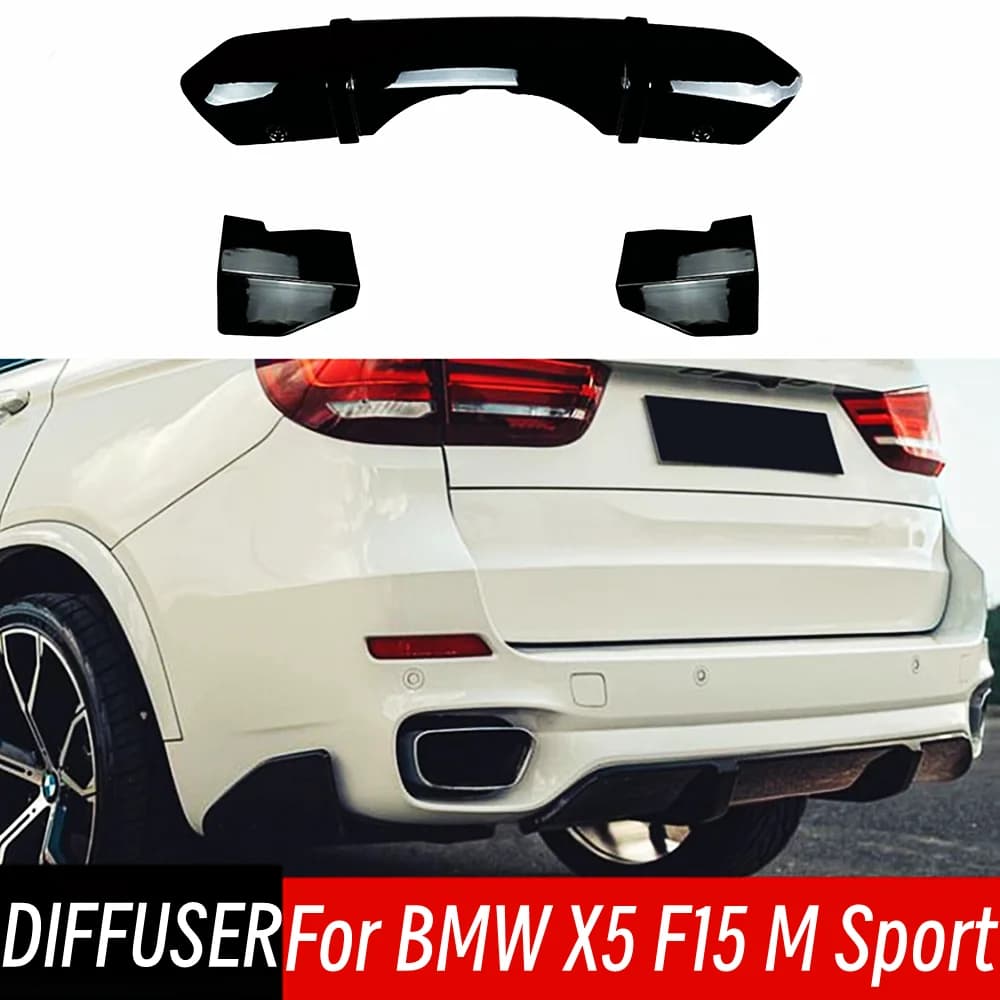 For 2014-2018 BMW X5 F15 M Sport Bodykit Car Rear Bumper Diffuser Spoiler Splitter ABS Black Carbon Exterior Tuning Accessories