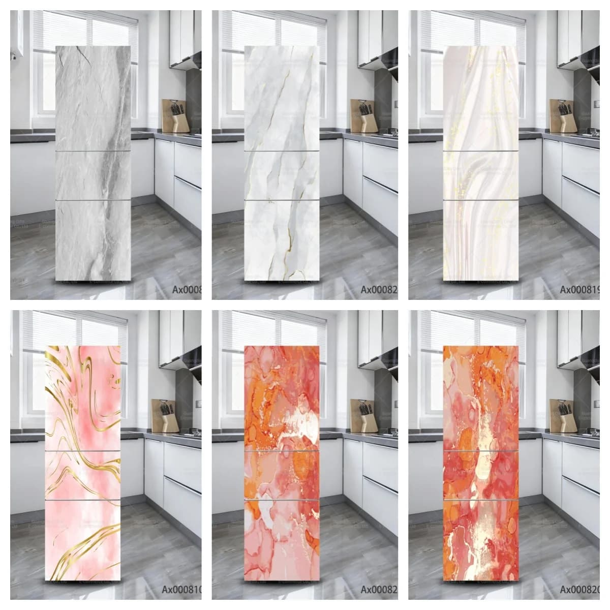 Refrigerator Sticker Marble Pattern Self Adhesive Waterproof Oilproof Fridge Door Cover Decal for Kitchen Home Decoration