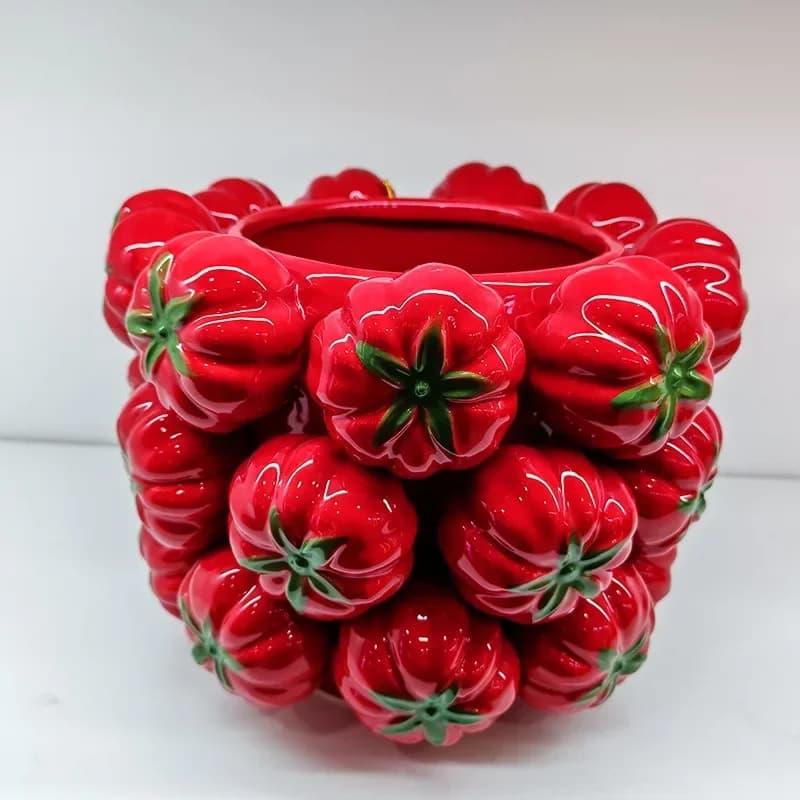 Ceramic fruit ornaments, tomato storage, vase inserts, decoration, home crafts