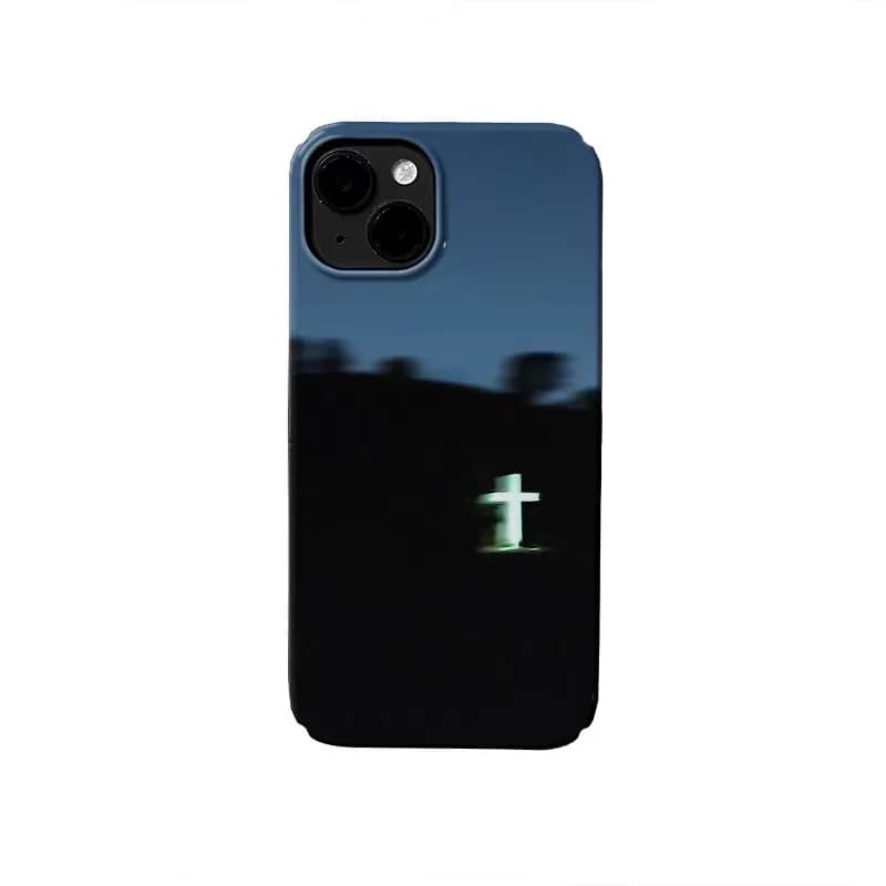 Black and Blue Color Cross Street Lamp Case for IPHONE 17 16ProMax 15 14 13 12 11 Acrylic TPU Two in One Magnetic Phone Cases